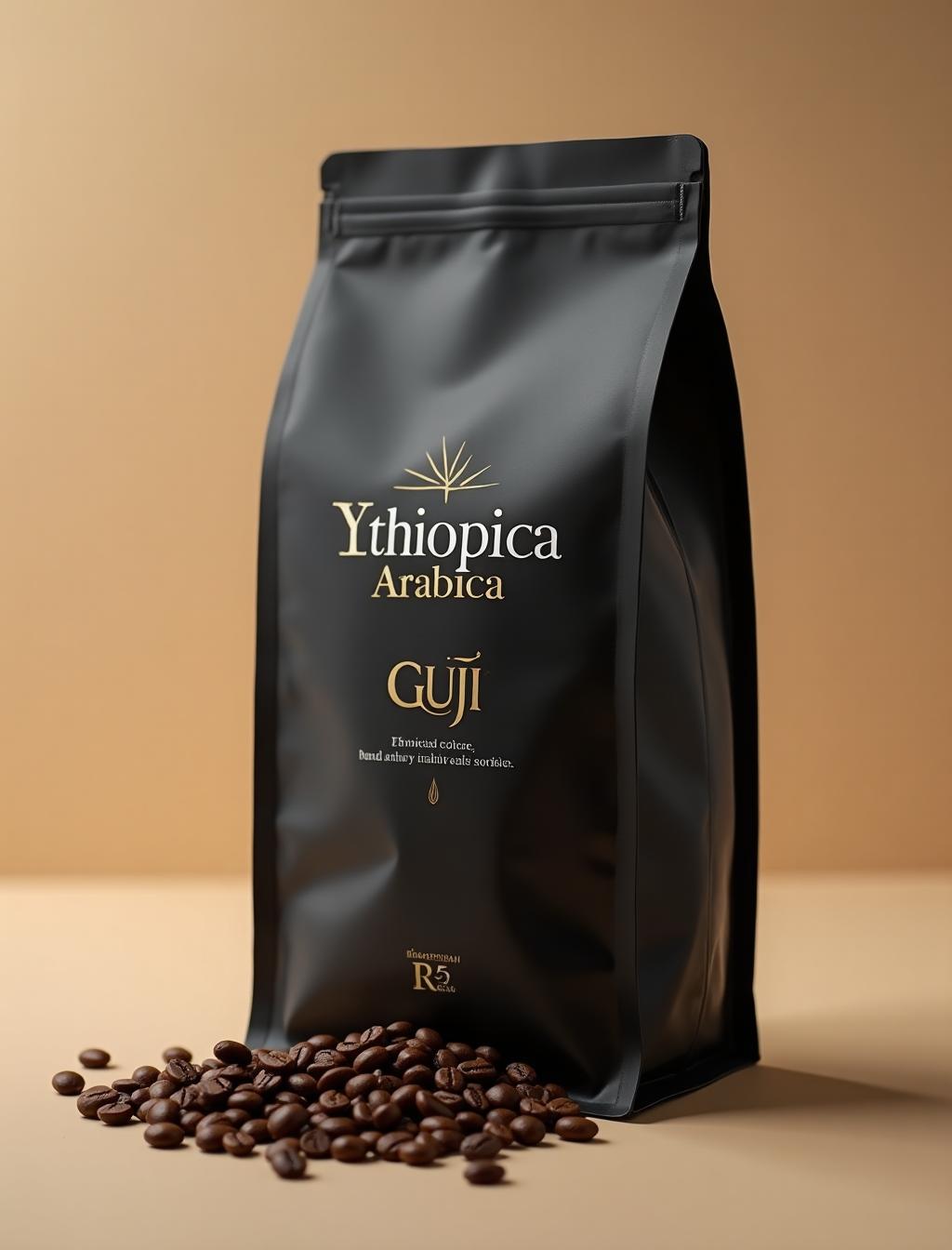 Guji coffee region in Ethiopia with mountainous terrain and coffee trees