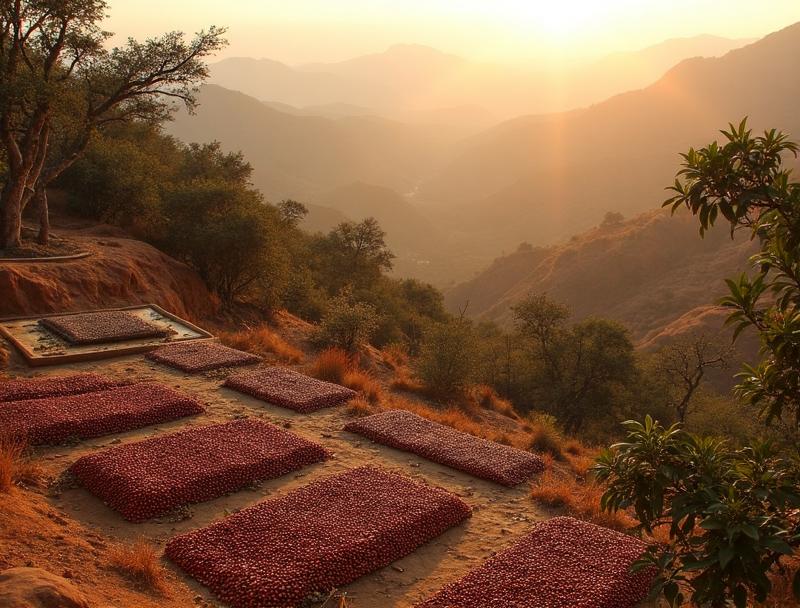 Bag of fresh roasted Ethiopian Harrar Arabica coffee beans - Premium single-origin specialty coffee