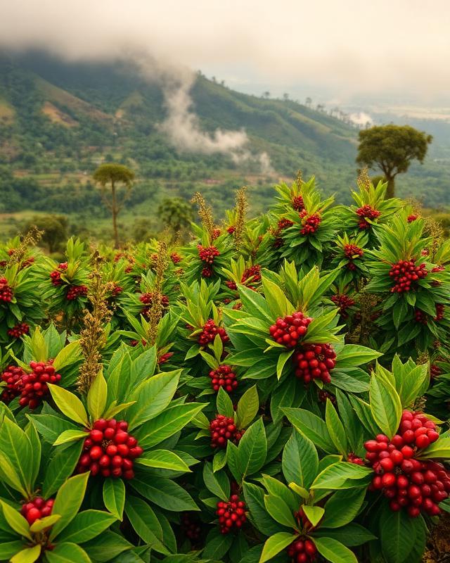 Forest-grown Arabica Ethiopia highlands with premium coffee plants